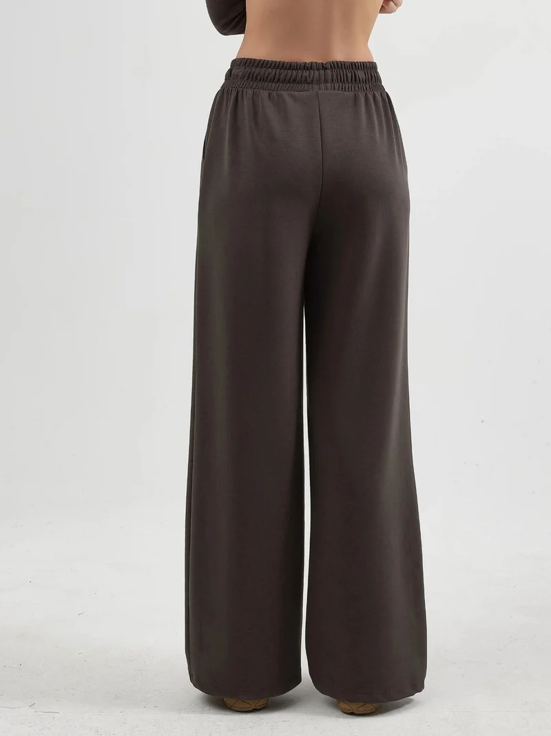 Busem Mocha Brown BUSEM Elastic Waist Straight Leg Pants for Women | Best Price UAE
