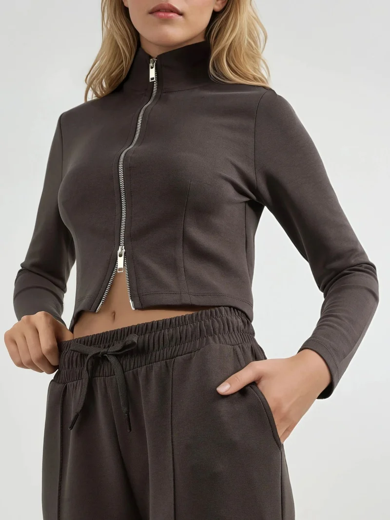 Busem Mocha Brown BUSEM Elastic Waist Straight Leg Pants for Women | Best Price UAE