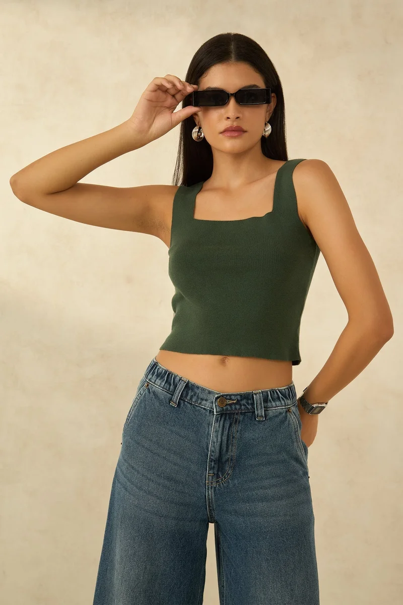 Virgio Cotton Lilac Brunchwear Tank Tops for Women