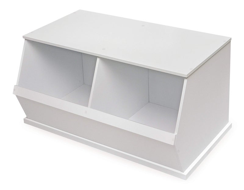 Badger Basket Badger Basket TwoBin Stackable Storage Cubby  Modular Expandable Organizer in White for Toys  Crafts 