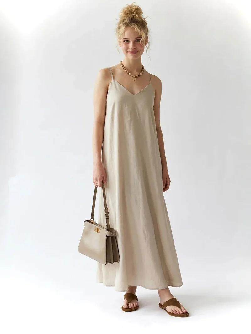 ميكسراي MIXRAY Sleeveless A-line Maxi Dress