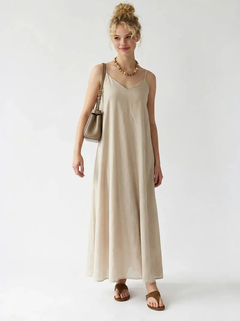 ميكسراي MIXRAY Sleeveless A-line Maxi Dress