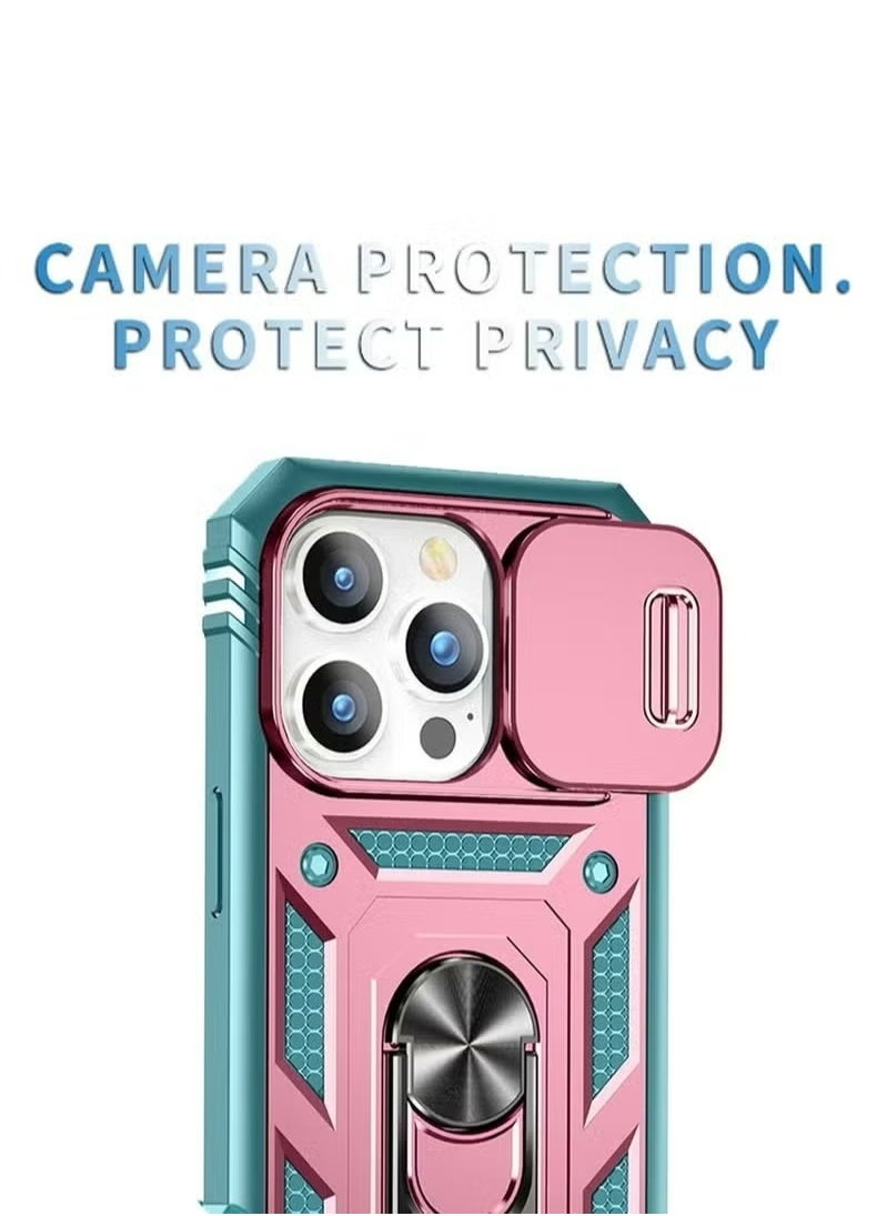 X-level iPhone 15 Pro Case Cover With 360° Rotate Magnetic Ring Kickstand Phone Holder And Slide Camera Len Cover Protector Anti-drop Anti-Scratch Anti-Dust Shockproof Protective Mobile Phone Accessory  - Image 5