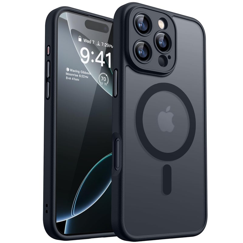 كانشن CANSHN Magnetic for iPhone 16 Pro Case, Upgraded [Full Camera Protection] [Compatible with Magsafe] [Translucent Matte] Shockproof Protective Phone Case for iPhone 16 Pro 6.3" - Black - Image 1