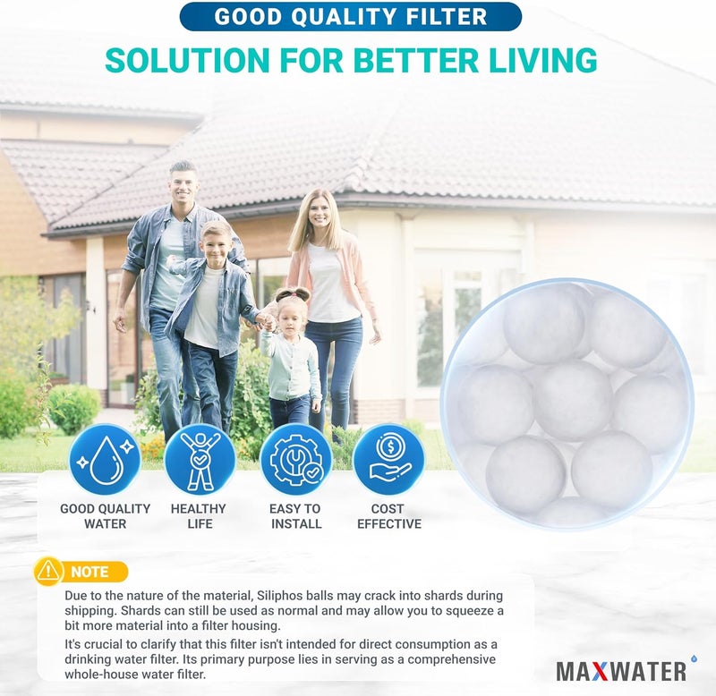 Max Water Anti-Scale Siliphos Crystals (1 LB), Slow-Dissolving Polyphosphate Beads, Anti-Scale Filter Media for Refillable Water Filters, Prevents Scale, Corrosion & Iron Stains - Image 4