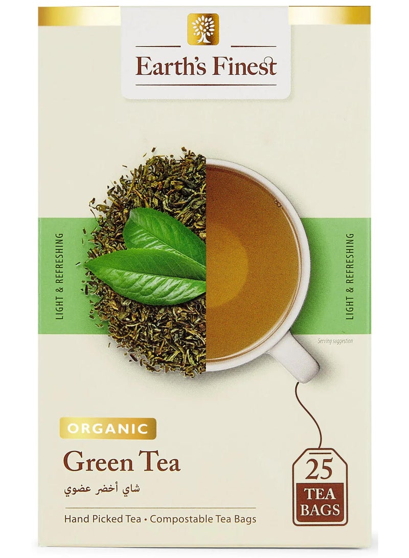 إيرثس فاينيست شاي أخضر عضوي 25 كيسًا بنكهة طازجة غني بمضادات الأكسدة طبيعي 100% 37.5 جرام - Image 1