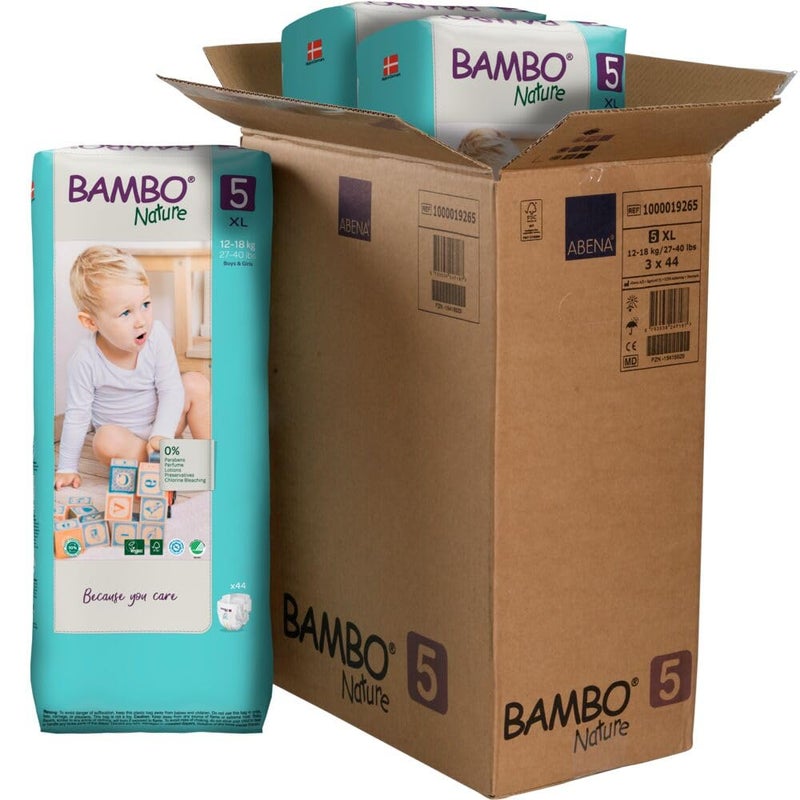 BAMBO NATURE Bambo Nature Premium Baby Diapers Green Bag Size 5 132 Count 