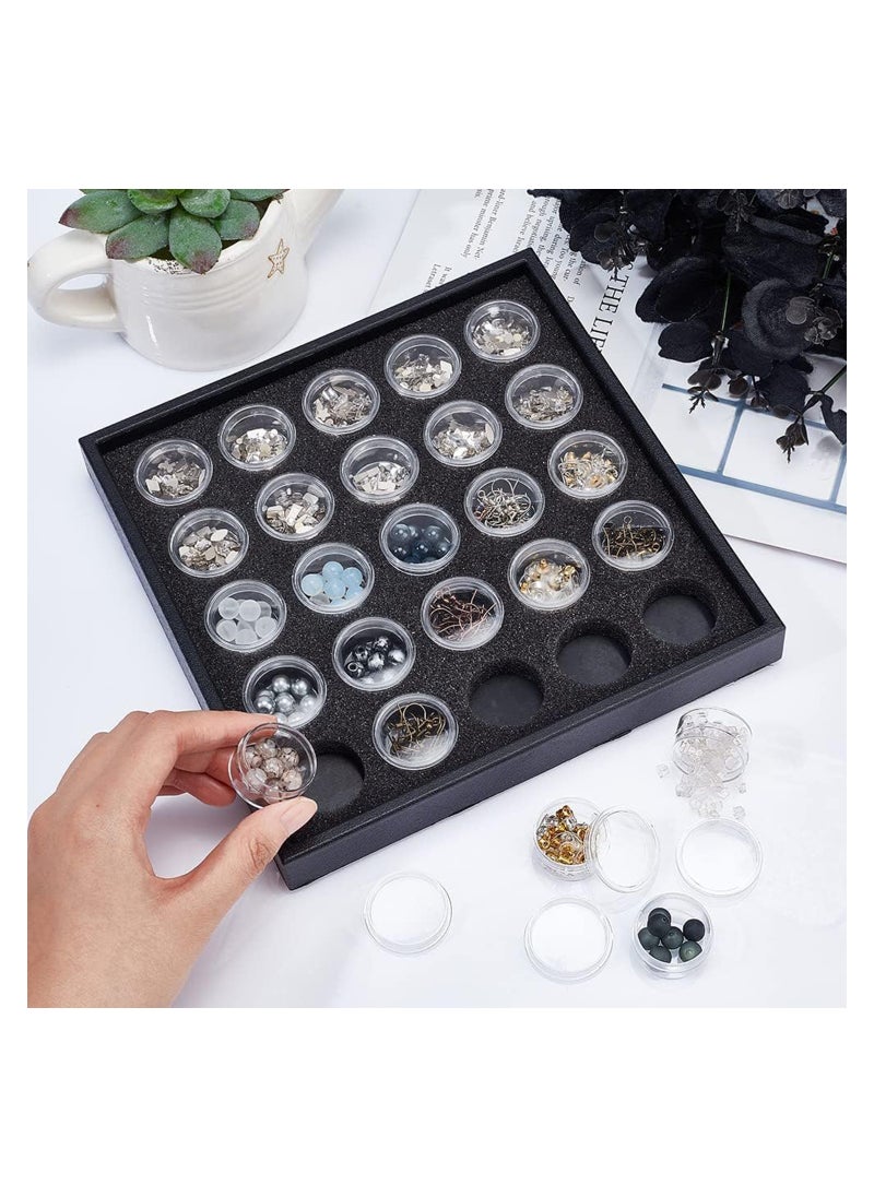 SYOSI - 25 Grids Diamond Gemstone Display Box, Round Storage Box Clear Small Round Plastic Containers Box with Lid Jewelry Organizer Container for Nail Rhinestone Crystal Small Items, Jewelry - Image 1