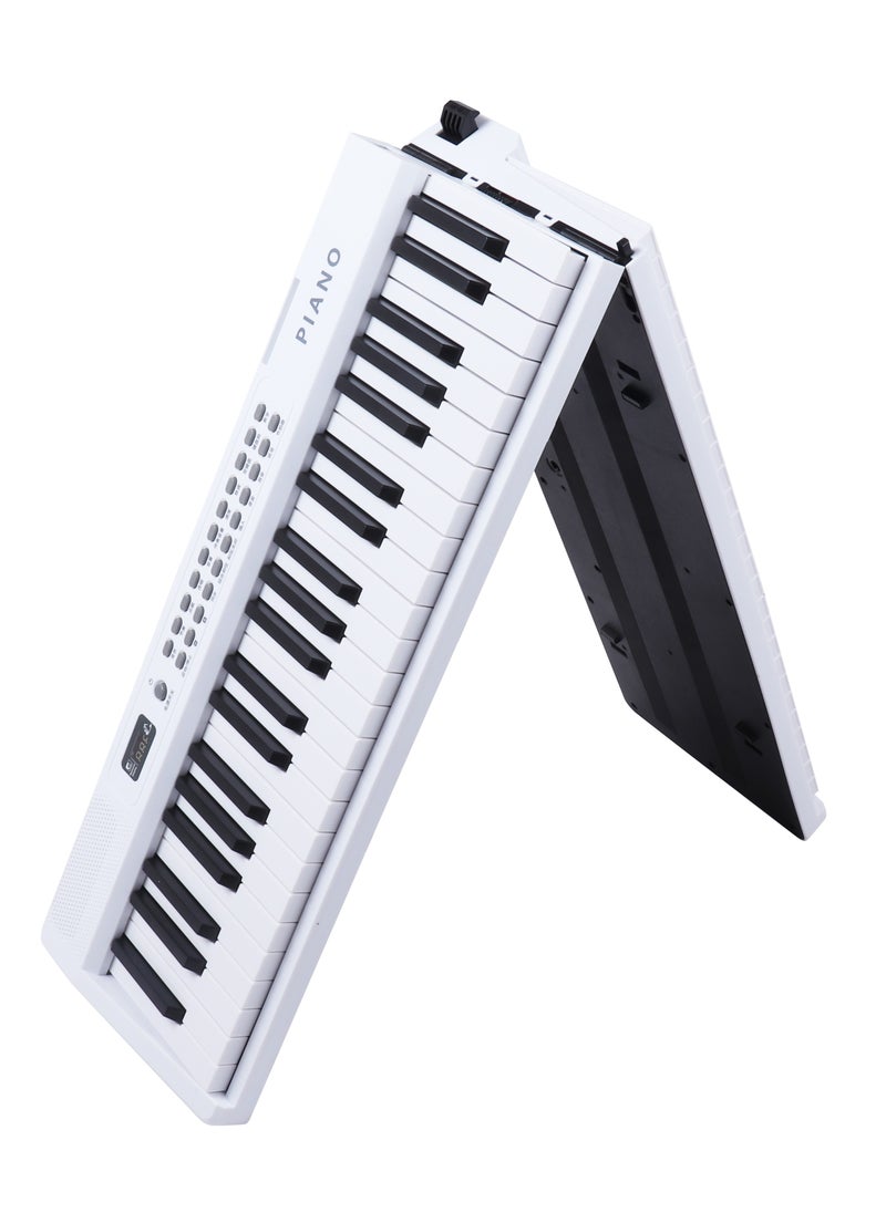 Halamine - 88-key Foldable Piano Keyboard, Double Keyboards Electric Piano, Portable Digital Piano with Sustain Pedal, Handbag, Bluetooth, headset, USB MIDI for Beginner and Adult，White - Image 1