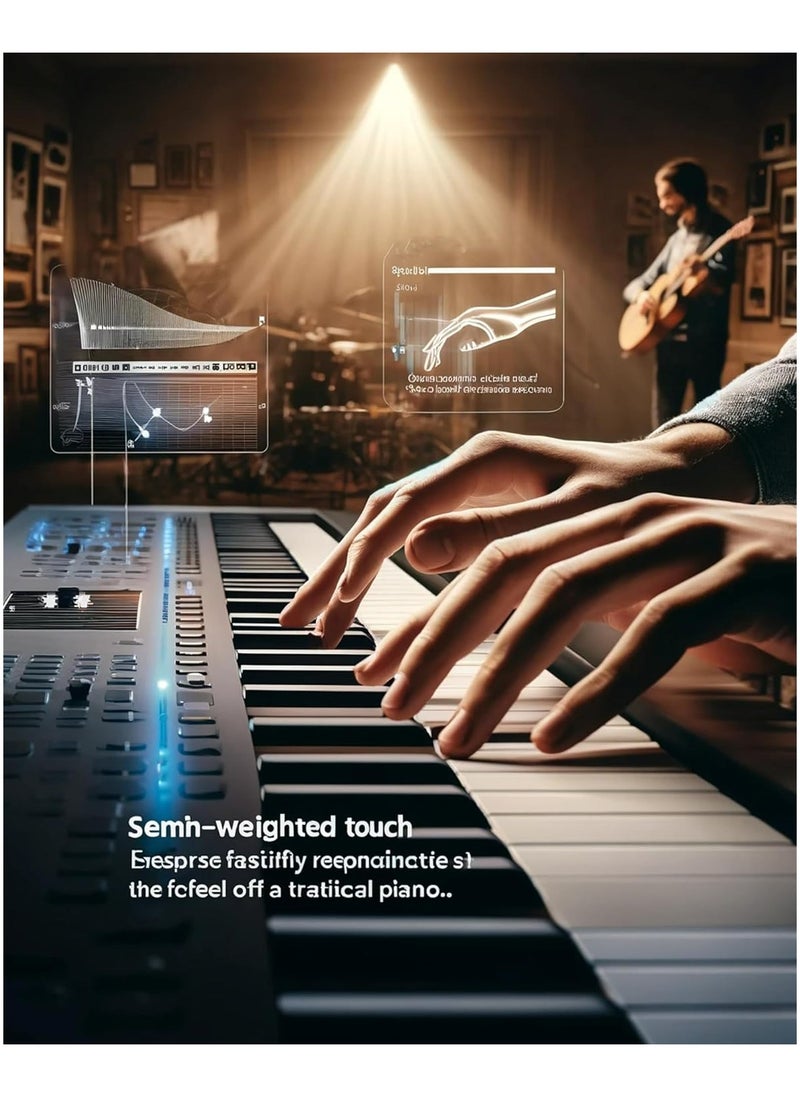 Halamine - 88-key Foldable Piano Keyboard, Double Keyboards Electric Piano, Portable Digital Piano with Sustain Pedal, Handbag, Bluetooth, headset, USB MIDI for Beginner and Adult，White - Image 1