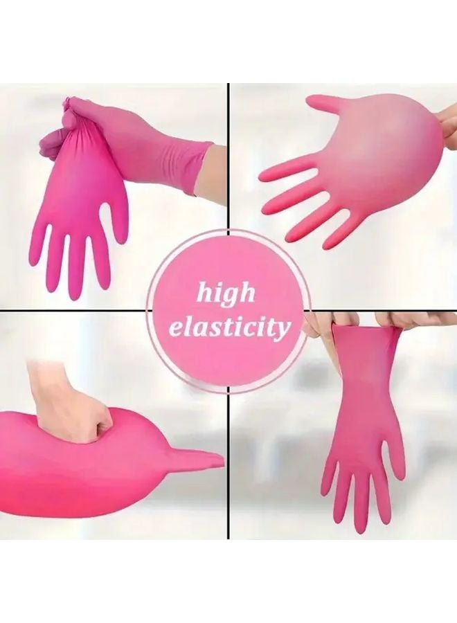 Deep Pink Disposable Nitrile Gloves Size S 30pcs Lightweight For Home Cleaning Pet Bathing Hair Dyeing - Image 4