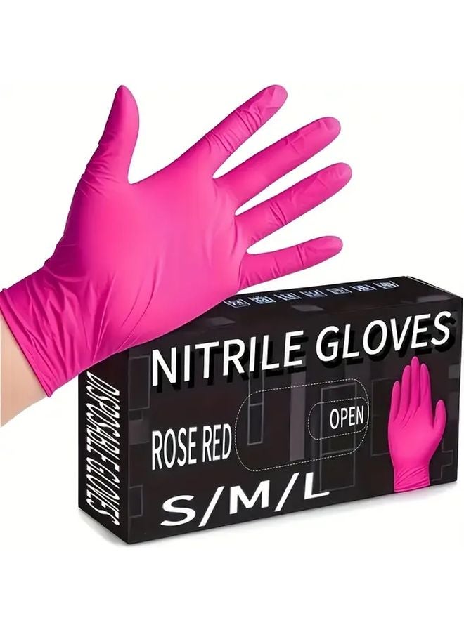 Deep Pink Disposable Nitrile Gloves Size S 30pcs Lightweight For Home Cleaning Pet Bathing Hair Dyeing - Image 1