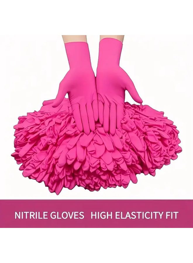 Deep Pink Disposable Nitrile Gloves Size S 30pcs Lightweight For Home Cleaning Pet Bathing Hair Dyeing - Image 2