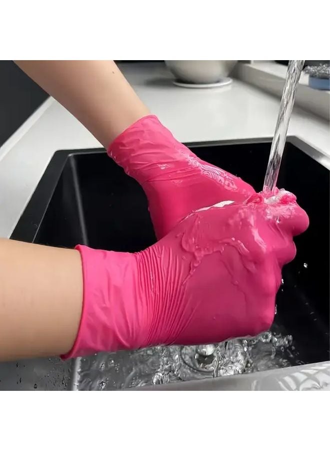 Deep Pink Disposable Nitrile Gloves Size S 30pcs Lightweight For Home Cleaning Pet Bathing Hair Dyeing - Image 5