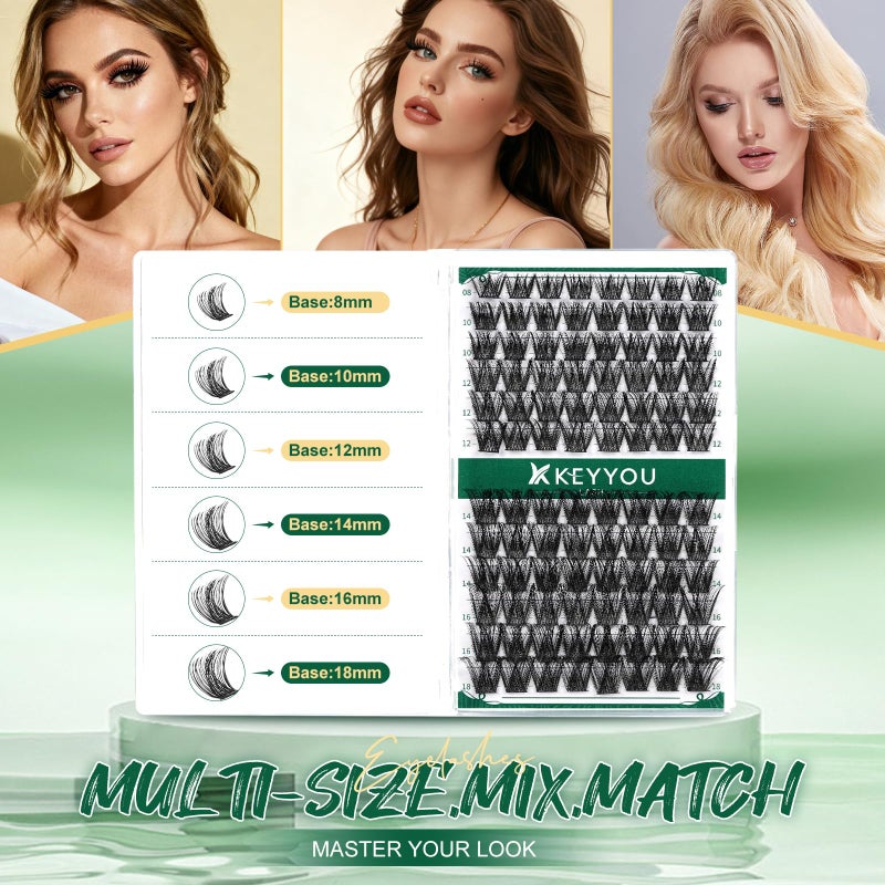 KEYYOU Lash Clusters 96pcs Individual Lashes Y01 D Curl 10mm Eyelash Clusters KEYYOU Volume Wispy Lash Extension Soft&Comfortable Easy DIY at Home(Y01 D-10mm) - Image 4