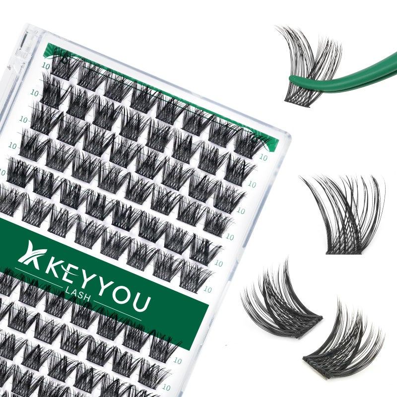 KEYYOU Lash Clusters 96pcs Individual Lashes Y01 D Curl 10mm Eyelash Clusters KEYYOU Volume Wispy Lash Extension Soft&Comfortable Easy DIY at Home(Y01 D-10mm) - Image 1