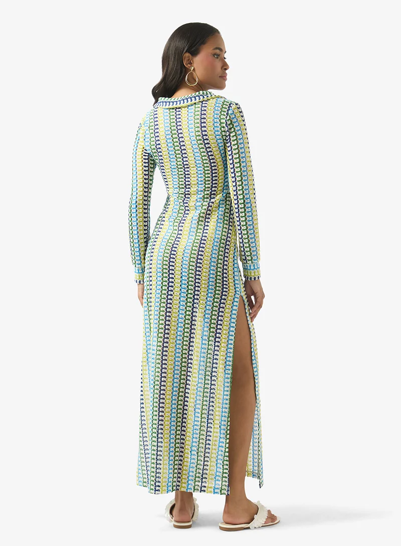 سولايرا Printed Crochet Beach Dress