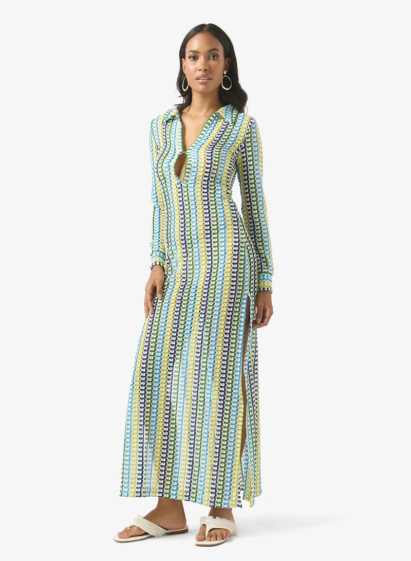 سولايرا Printed Crochet Beach Dress