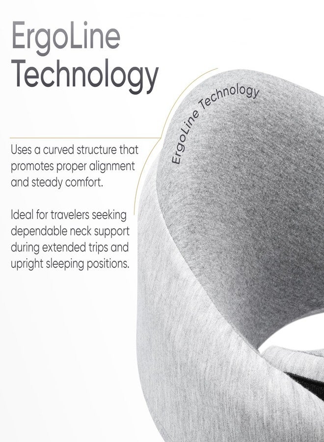 Proglobe Light Gray Memory Foam Travel Neck Pillow for Airplanes, Compact Plane Cushion for Long Flights with Soft Chin Support and Compression Bag, Comfortable Lightweight Air Travel Accessory - Image 3