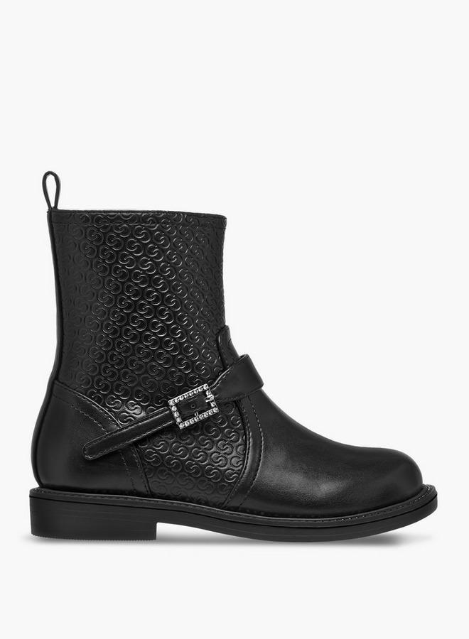 Celeste Girls' Monogram Embossed High Cut Boots with Zip Closure - Image 2