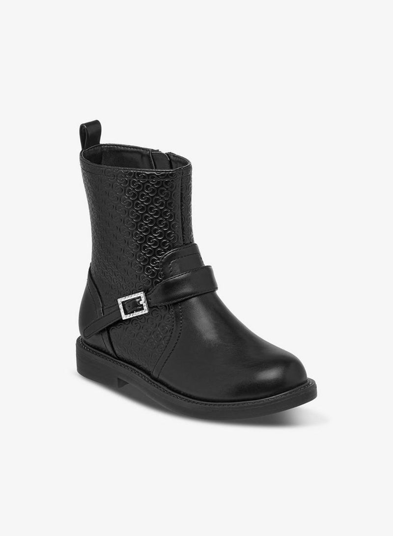 Celeste Girls' Monogram Embossed High Cut Boots with Zip Closure - Image 3