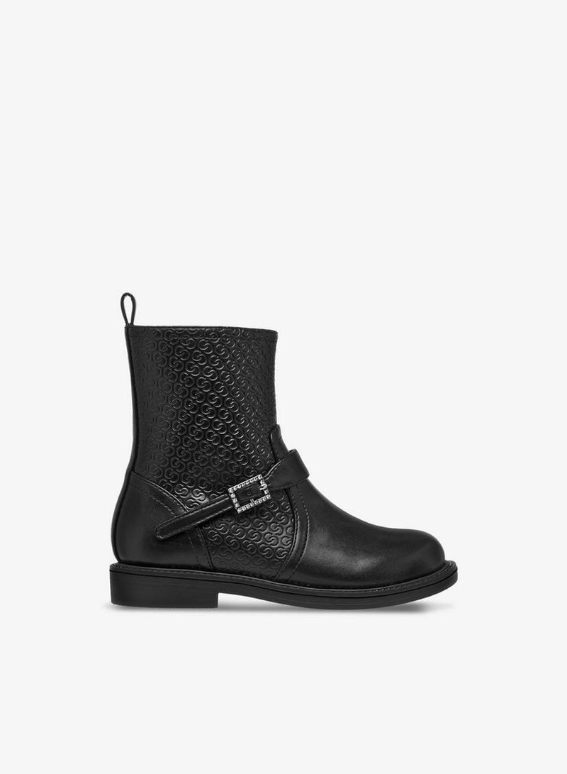 Celeste Girls' Monogram Embossed High Cut Boots with Zip Closure - Image 2