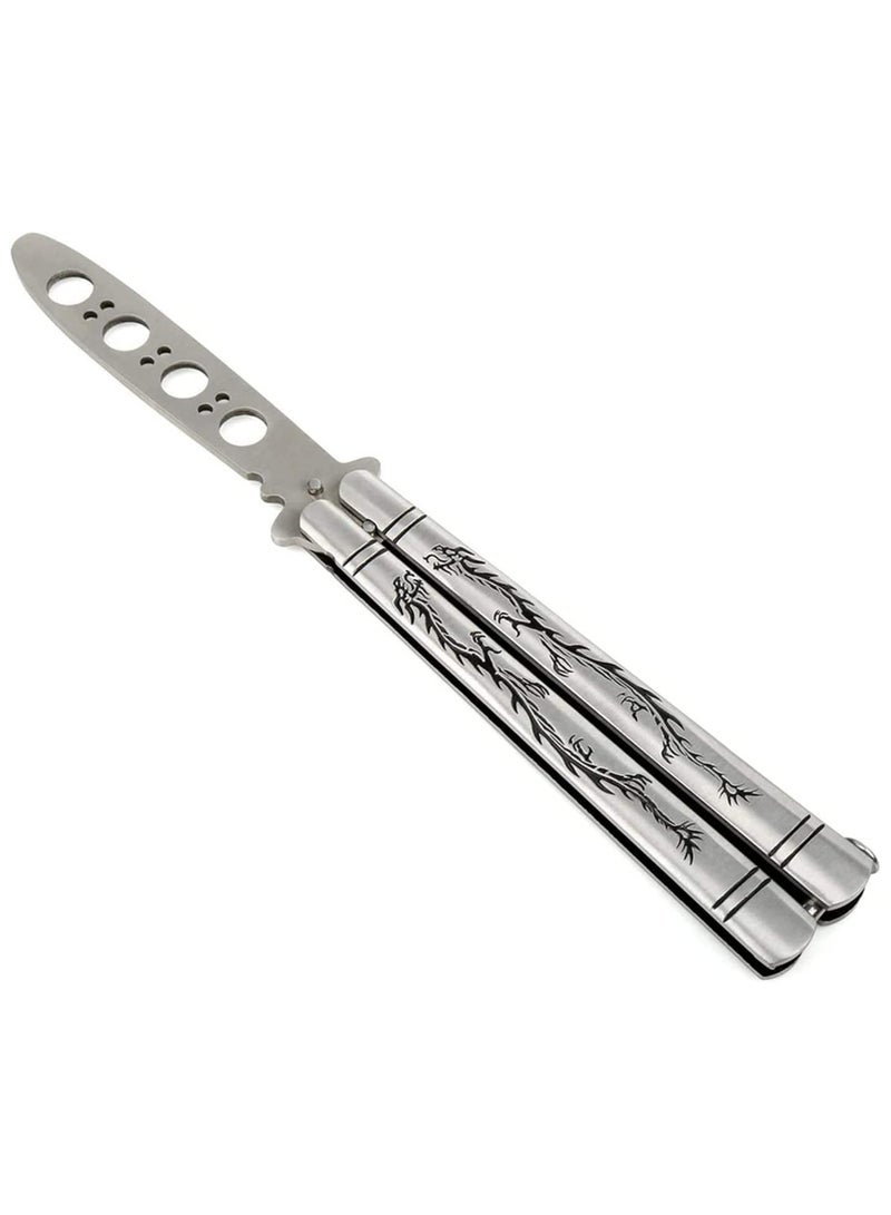 1PCS Butterfly Knife Trainer  Durable 440 Stainless Steel Unsharpened Blade, Perfect Weight Balance for Smooth Flipping, Safe Practice for Beginners & Intermediate Users  - Image 1