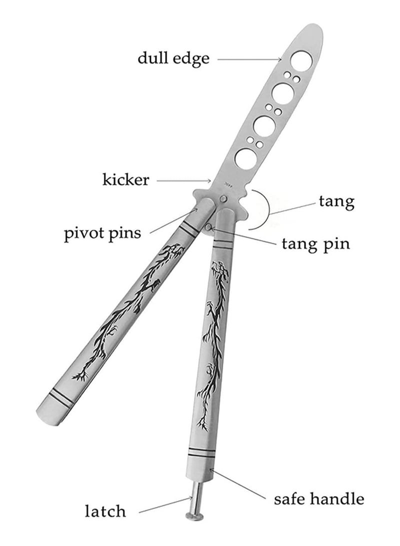 1PCS Butterfly Knife Trainer  Durable 440 Stainless Steel Unsharpened Blade, Perfect Weight Balance for Smooth Flipping, Safe Practice for Beginners & Intermediate Users  - Image 2