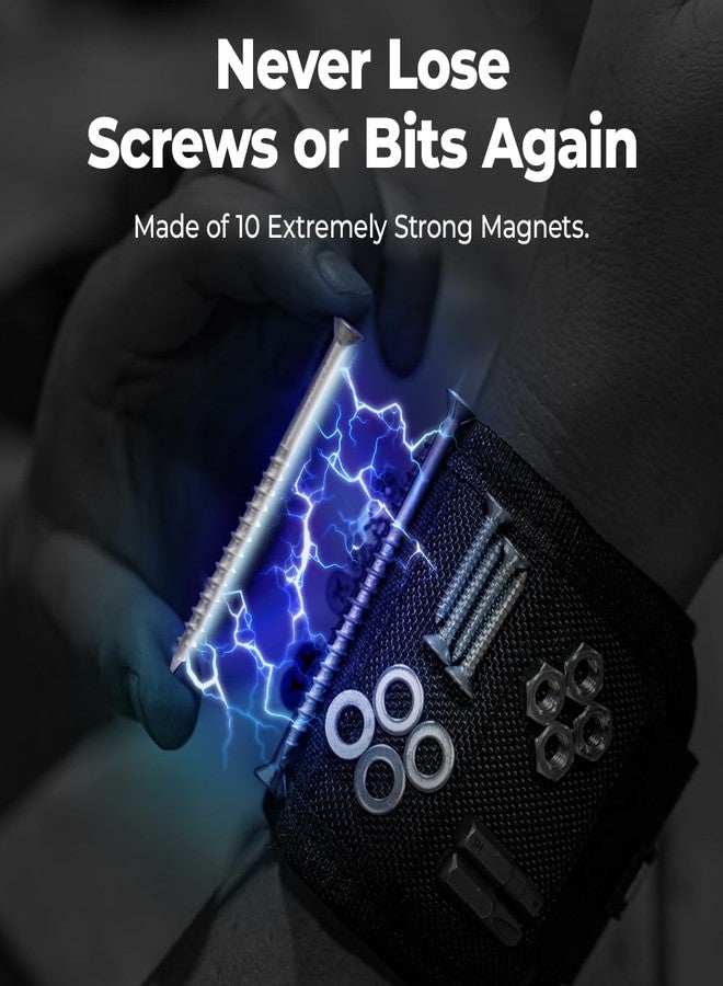 Magpie Magnetic Wristband - 10 Extremely Powerful Magnets for Holding Screws, Nails and Drill Bits, Made of Enhanced Nylon for Lightweight and Durability, For Men/Dad/Husband/DIY - Image 2