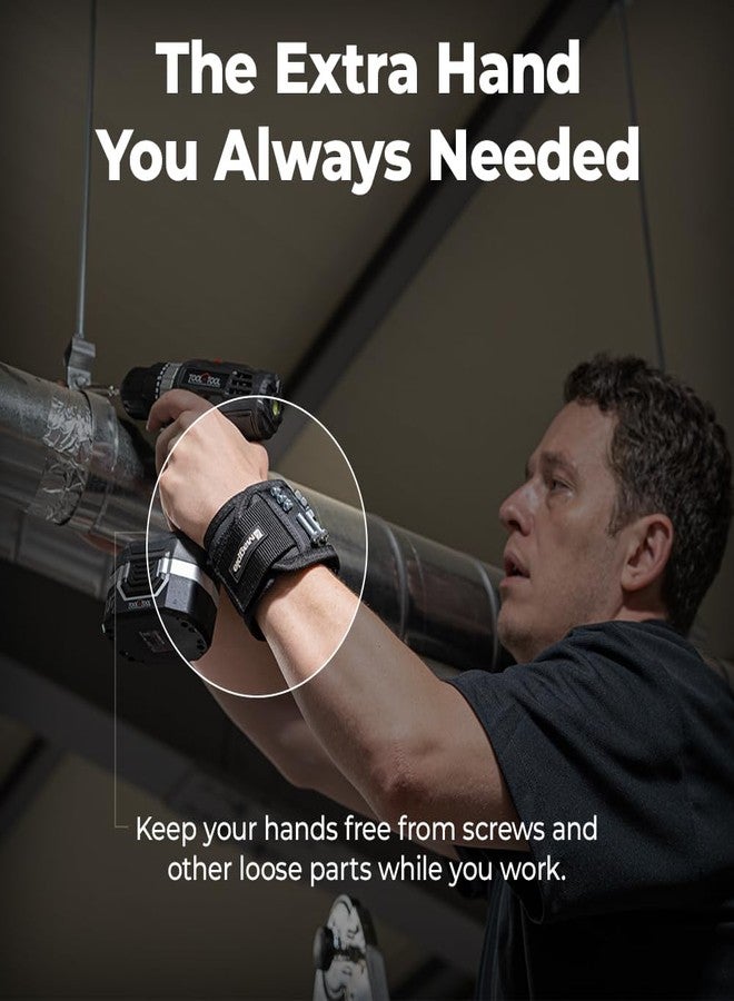 Magpie Magnetic Wristband - 10 Extremely Powerful Magnets for Holding Screws, Nails and Drill Bits, Made of Enhanced Nylon for Lightweight and Durability, For Men/Dad/Husband/DIY - Image 3