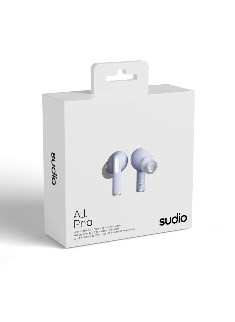 Sudio - Sudio A1 Pro Wireless Earbuds with Bluetooth 5.3, Microphones, 30h Playtime, IPX4 Splash Proof, Multi-Point Bluetooth Connection (Purple) - Image 1