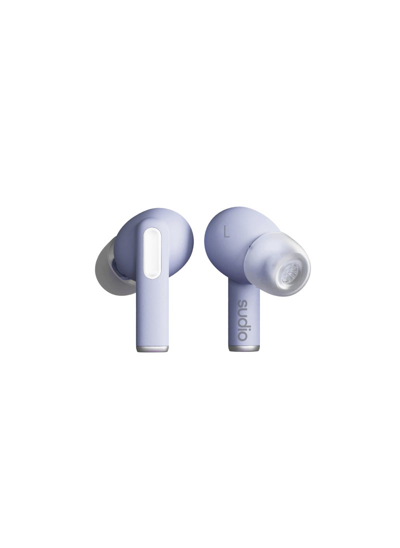 Sudio - Sudio A1 Pro Wireless Earbuds with Bluetooth 5.3, Microphones, 30h Playtime, IPX4 Splash Proof, Multi-Point Bluetooth Connection (Purple) - Image 1