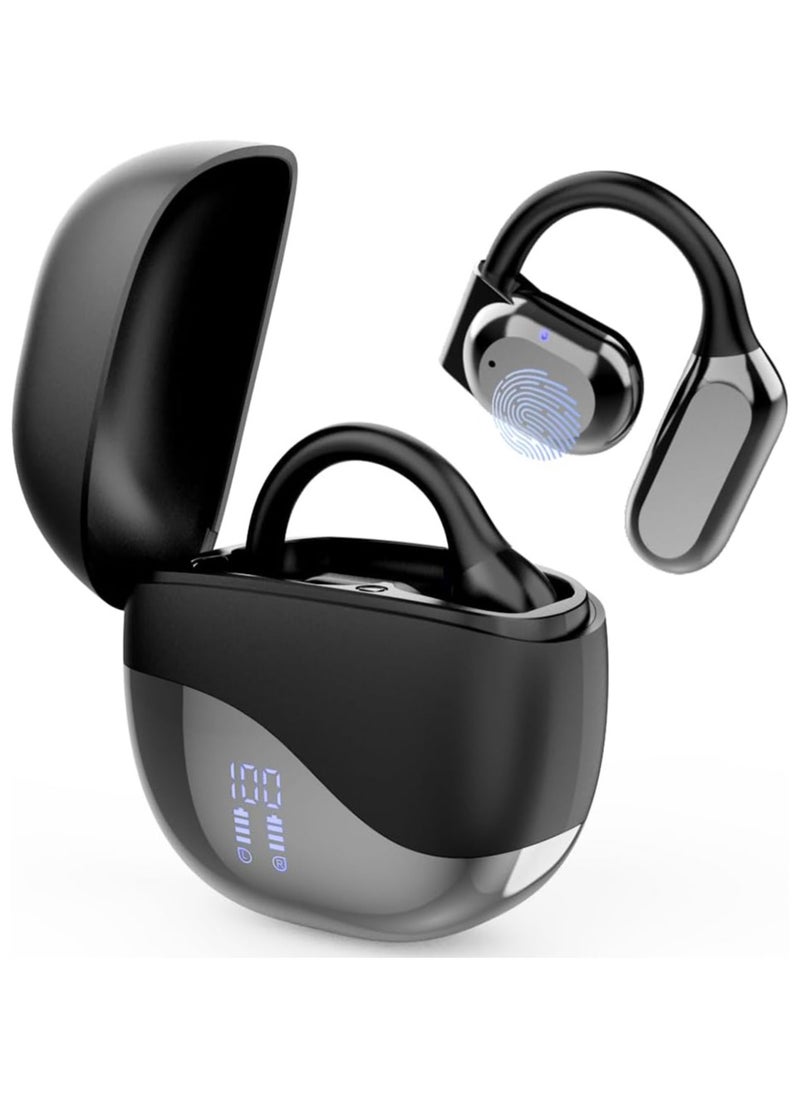 GUDOO - Open Ear Earphones with Earhooks, Bluetooth 5.46 Wireless Earbuds with Mic, LED Display, Immersive Stereo Sound, Clear Call for Gym Workout, Sweatproof Air Conduction Headphones for Android iPhone - Image 1