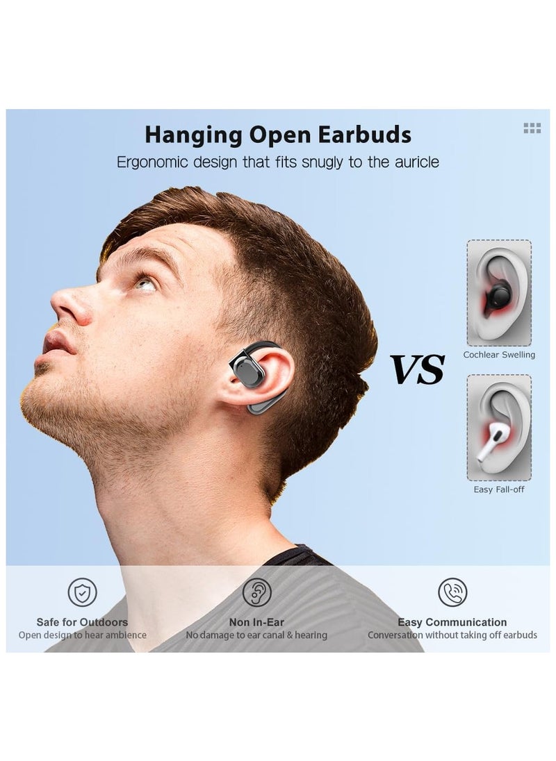 GUDOO - Open Ear Earphones with Earhooks, Bluetooth 5.46 Wireless Earbuds with Mic, LED Display, Immersive Stereo Sound, Clear Call for Gym Workout, Sweatproof Air Conduction Headphones for Android iPhone - Image 1