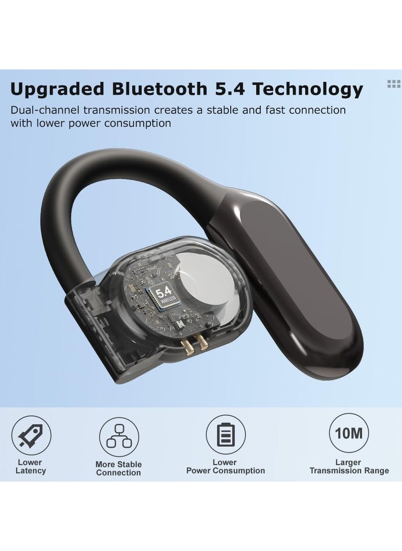 GUDOO - Open Ear Earphones with Earhooks, Bluetooth 5.46 Wireless Earbuds with Mic, LED Display, Immersive Stereo Sound, Clear Call for Gym Workout, Sweatproof Air Conduction Headphones for Android iPhone - Image 1