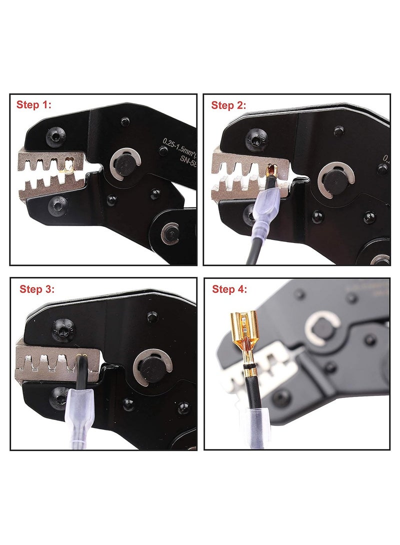 كاشيمانو أداة العقص الكهربائية 23-16AWG، كماشة عقص السيارات بنظام الراتشيت، أداة عقص الأسلاك، طرفيات برميل مفتوح - Image 4