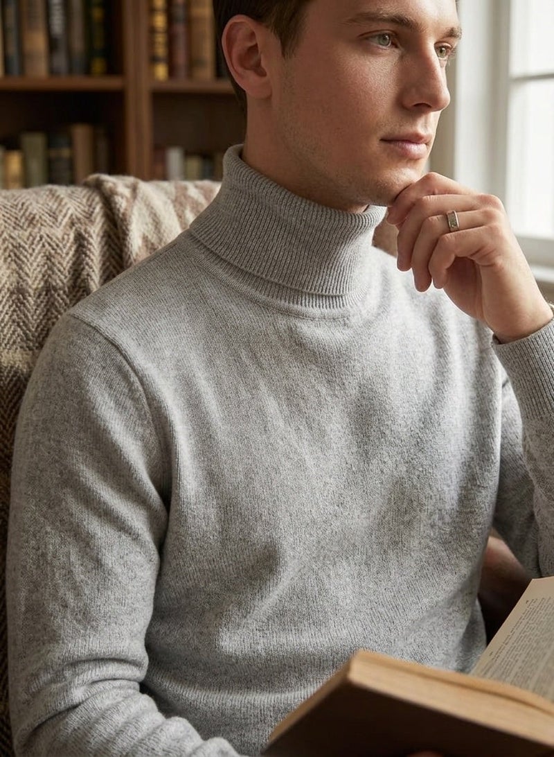 Men's Winter Turtleneck Pullover Sweater Long Sleeve Soft Knit Jumper Casual Warm Mock Neck Top Comfortable Stretch Fashion Knitwear for Daily Wear Office Outdoor and Smart Casual Styling - Image 4