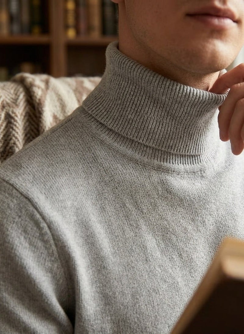 Men's Winter Turtleneck Pullover Sweater Long Sleeve Soft Knit Jumper Casual Warm Mock Neck Top Comfortable Stretch Fashion Knitwear for Daily Wear Office Outdoor and Smart Casual Styling - Image 3