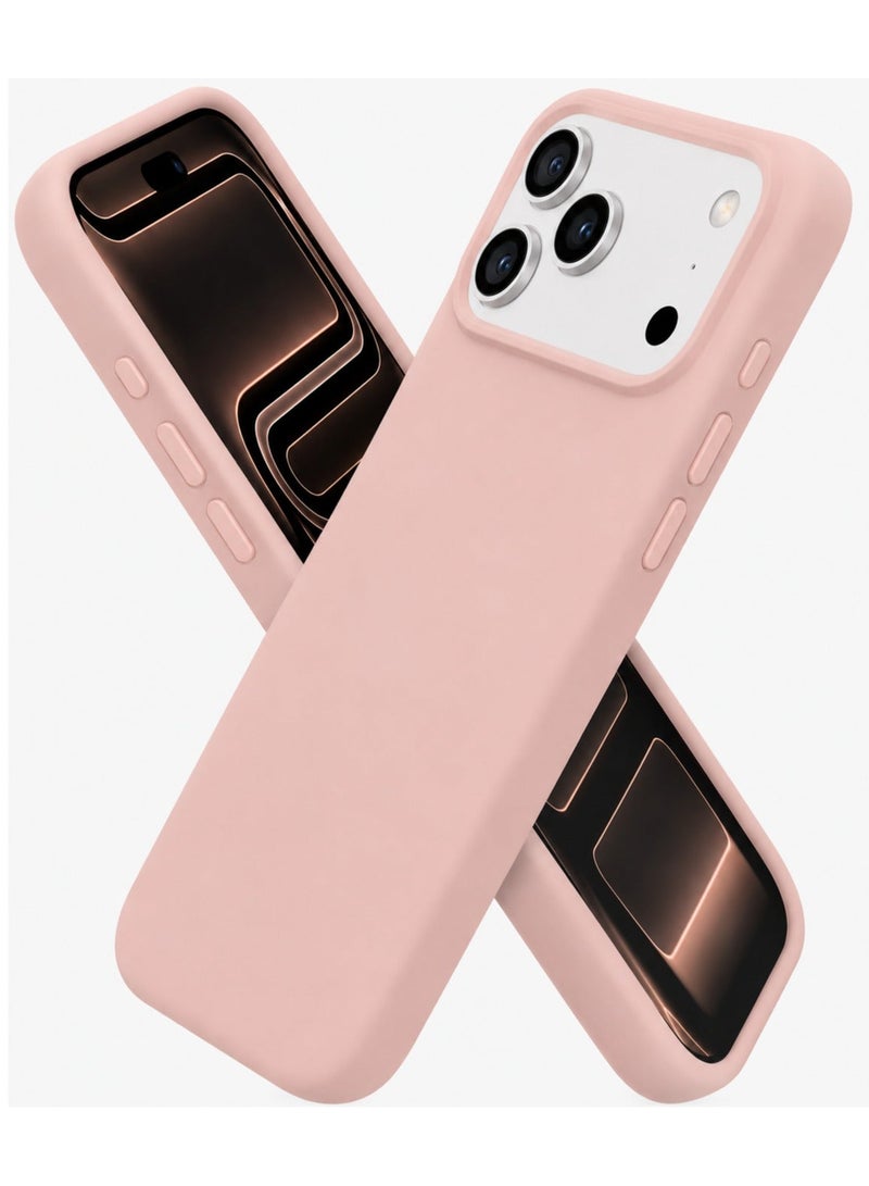 Mismo غطاء سيليكون فاخر لهاتف iPhone 17 Pro Max – واقي صادم ناعم اللمس مع حماية للكاميرا، بطانة من الألياف الدقيقة مقاومة لبصمات الأصابع والخدوش - وردي فاتح - Image 1
