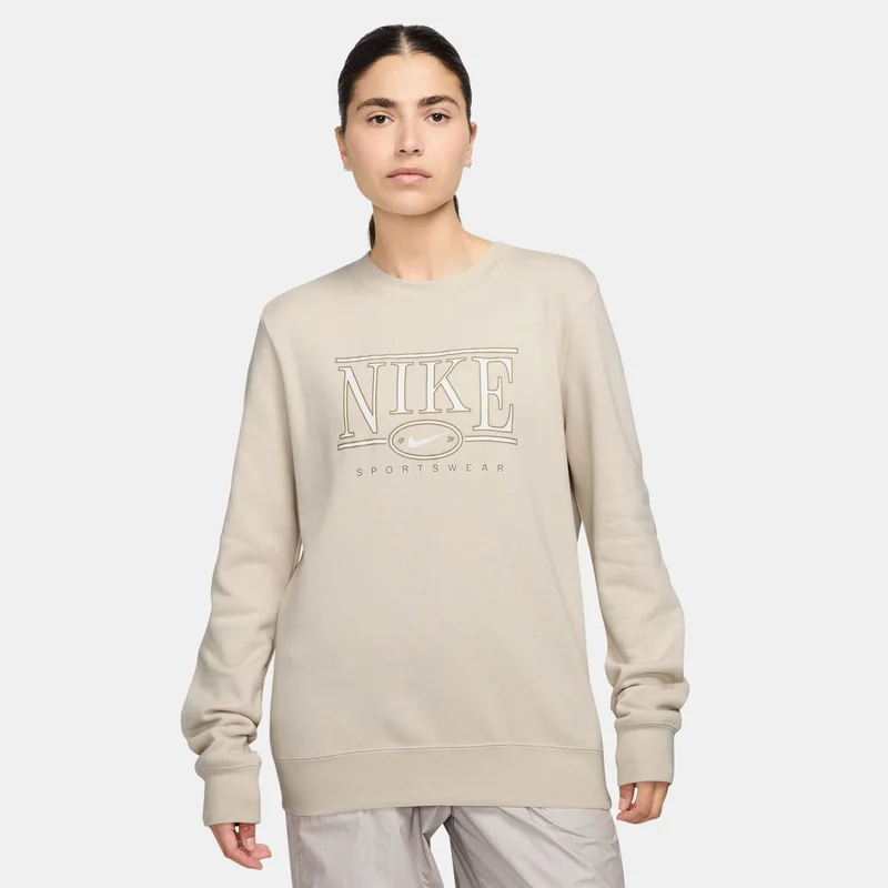Nike Beige Women's Sportswear Club Graphic Sweatshirt for Women | Best Price UAE
