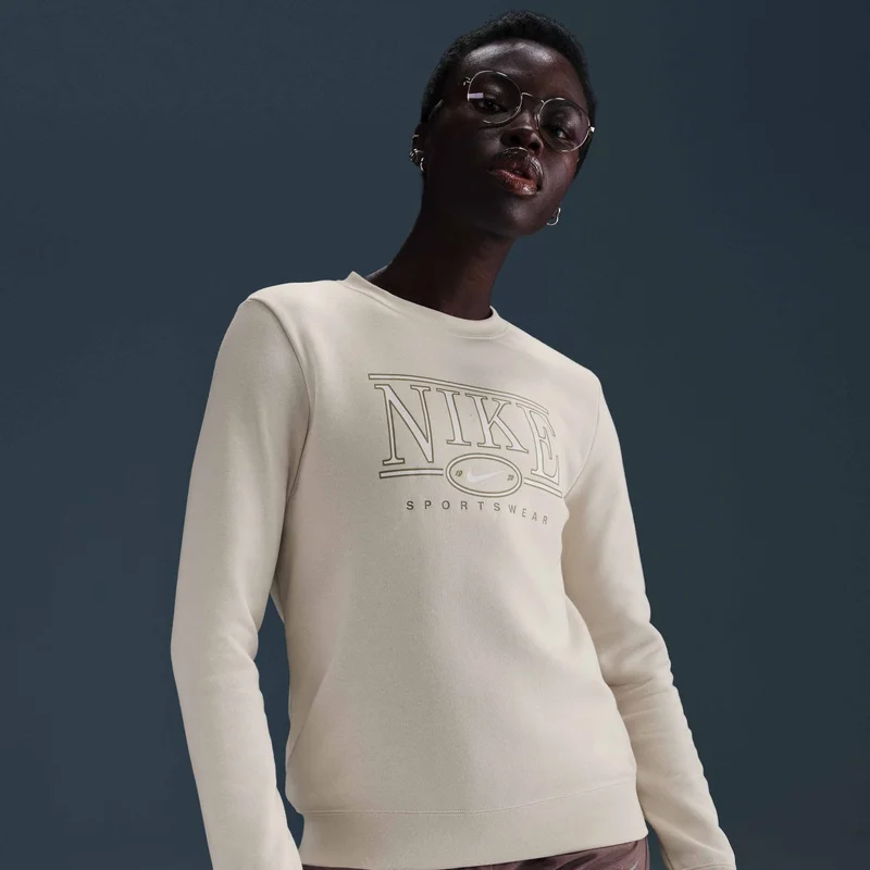 Nike Beige Women's Sportswear Club Graphic Sweatshirt for Women | Best Price UAE