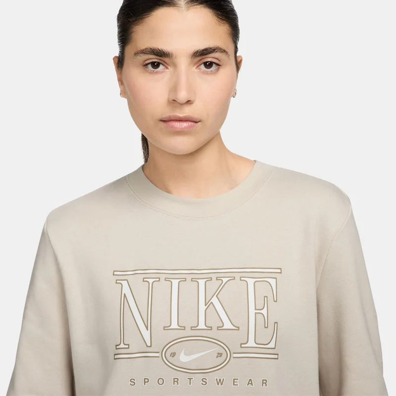 Nike Beige Women's Sportswear Club Graphic Sweatshirt for Women | Best Price UAE