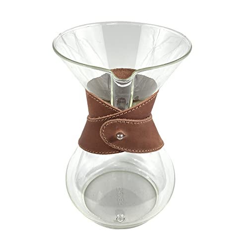 Hide & Drink, Pour Over Collar Compatible with Chemex 6-Cup Glass Handmade from Full Grain Leather - Bourbon Brown - Image 5