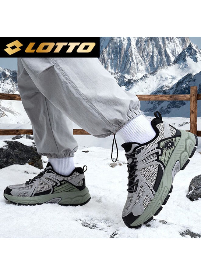 Lotto Men's Winter Fleece-lined Cotton Shoes Outdoor Hiking Trail Running Sneakers Gray/green 43 - Image 2