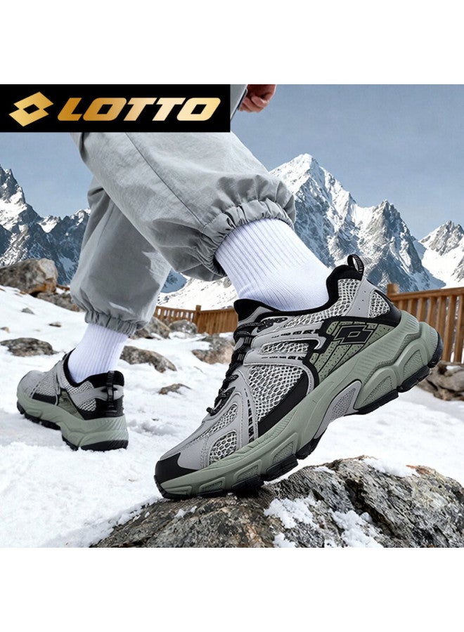 Lotto Men's Winter Fleece-lined Cotton Shoes Outdoor Hiking Trail Running Sneakers Gray/green 43 - Image 1