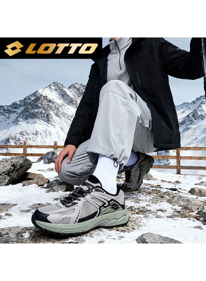 Lotto Men's Winter Fleece-lined Cotton Shoes Outdoor Hiking Trail Running Sneakers Gray/green 43 - Image 3