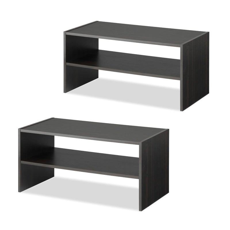 Whitmor Wood Stackable 2-Shelf Shoe Rack, 24 INCH, Espressoï¼Œ2 Pack - Image 1