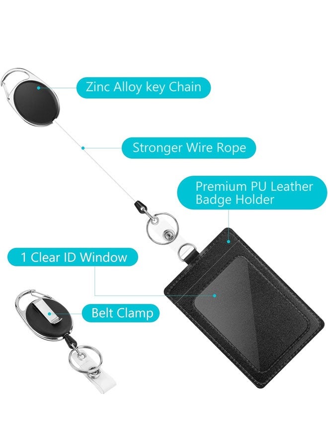 مجموعة من حاملي الشارات، حامل بطاقات هوية عمودي من الجلد الصناعي مع حزام رقبة قابل للفصل وبكرة شارة قابلة للسحب - Image 2