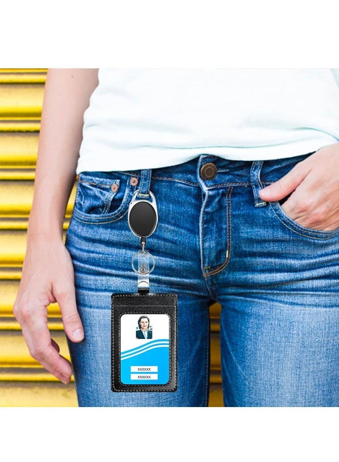 مجموعة من حاملي الشارات، حامل بطاقات هوية عمودي من الجلد الصناعي مع حزام رقبة قابل للفصل وبكرة شارة قابلة للسحب - Image 5