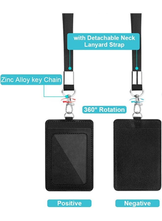 مجموعة من حاملي الشارات، حامل بطاقات هوية عمودي من الجلد الصناعي مع حزام رقبة قابل للفصل وبكرة شارة قابلة للسحب - Image 3